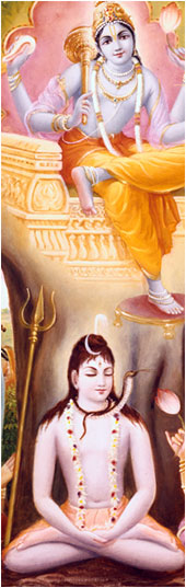 Lord Shiv meditating upon the lotus feet of the Lord