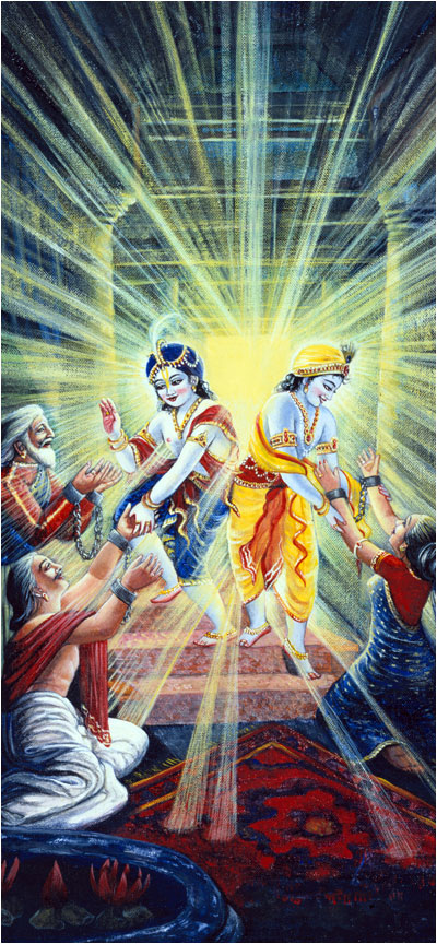 Vasudeva, Devaki, Ugrasena, Krishna and Balarama
